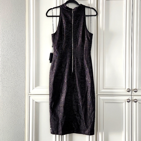 NWT ADRIANNA PAPELL | Metallic Midi Cocktail Dress - Picture 10 of 11